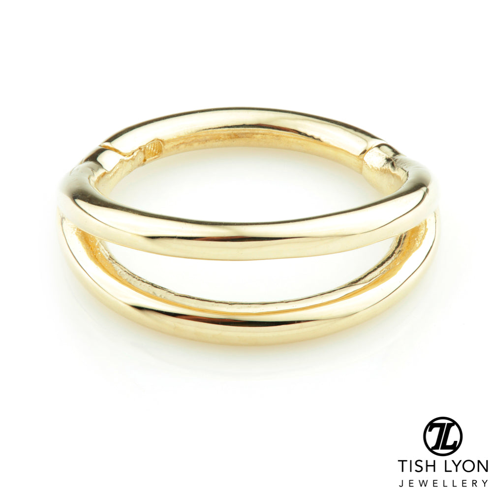 TL - Gold Double Band 8mm Hinge Ring