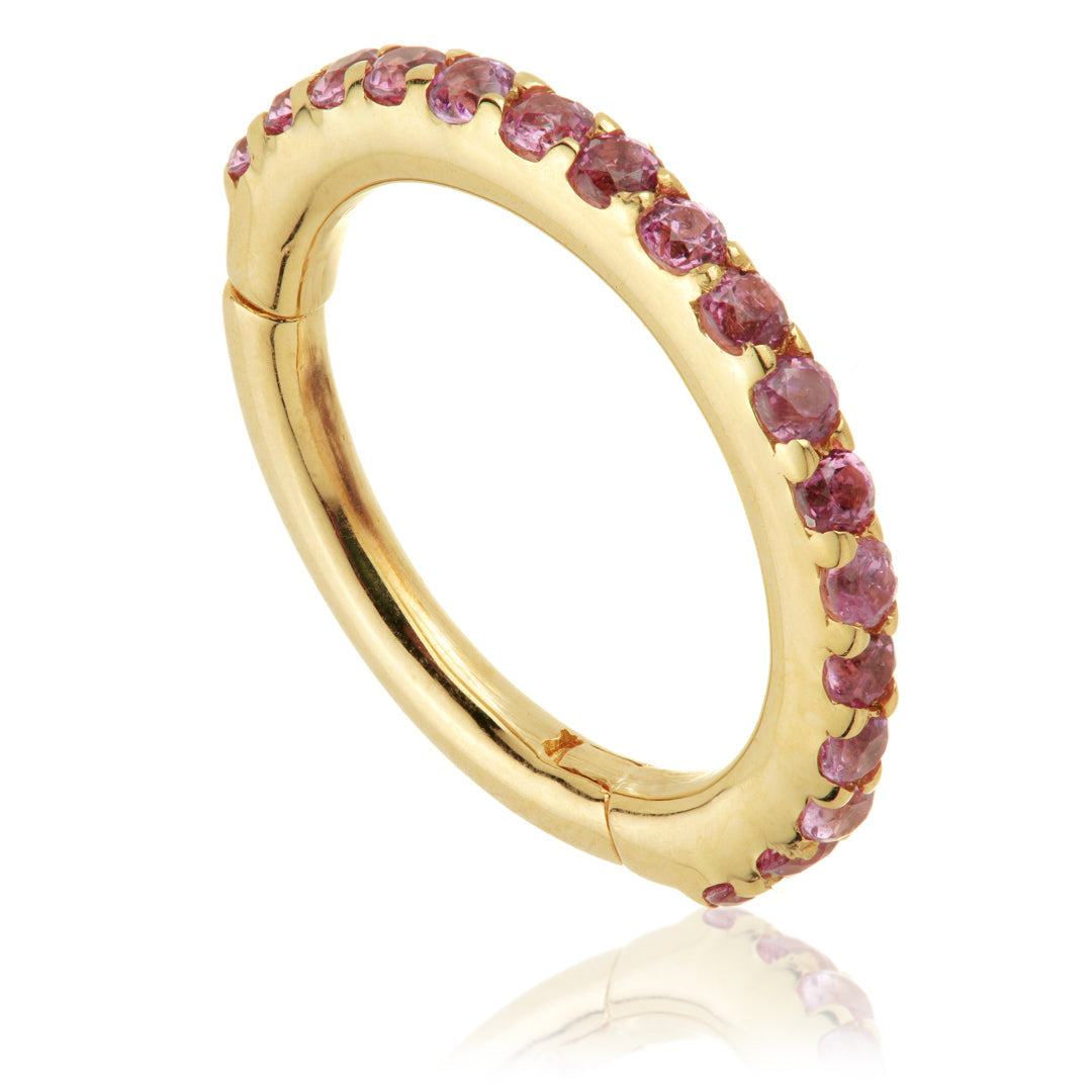 TL - Gold Rhodolite Pave Eternity Hinge Ring