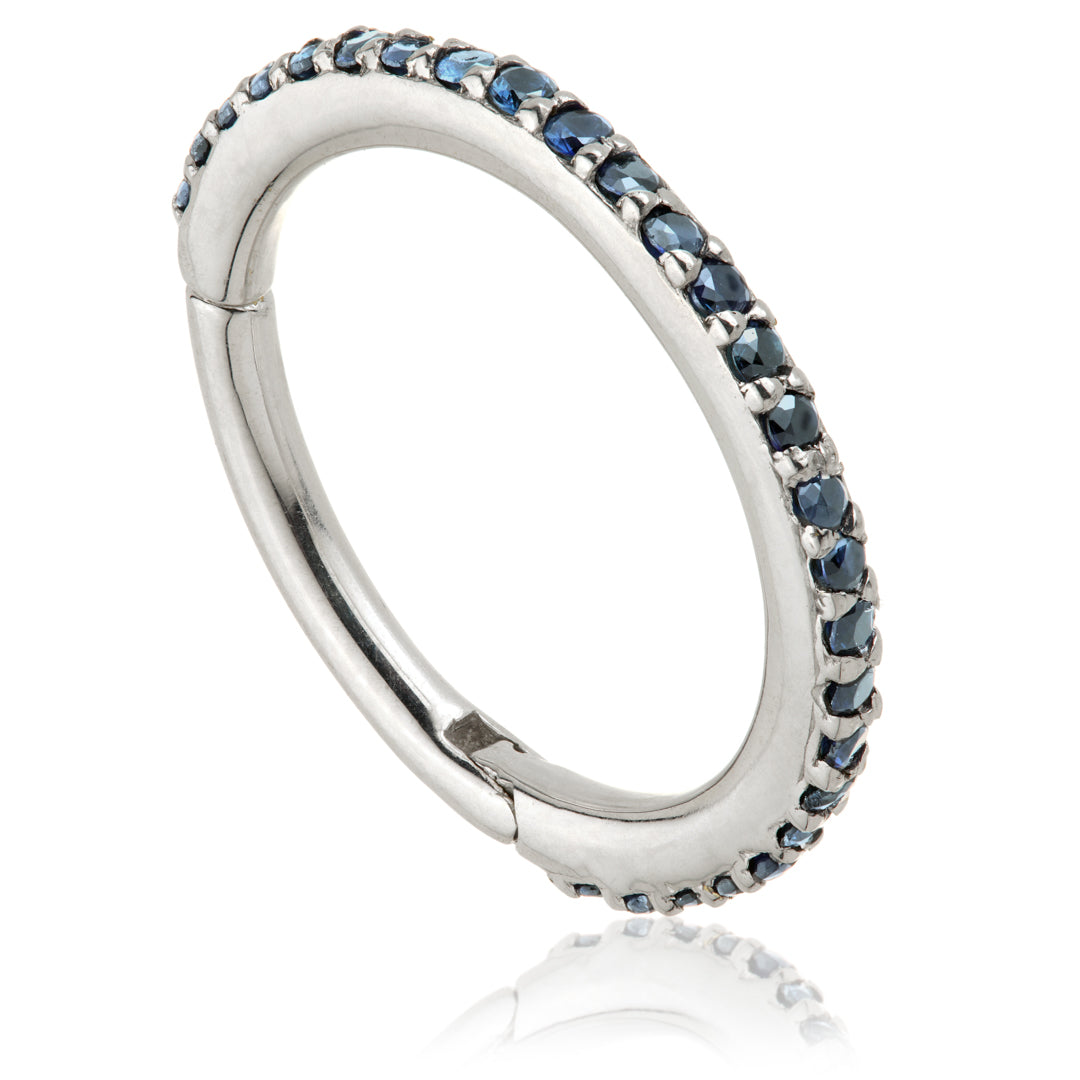 Gold Sapphire Pavé Eternity Hinge Ring