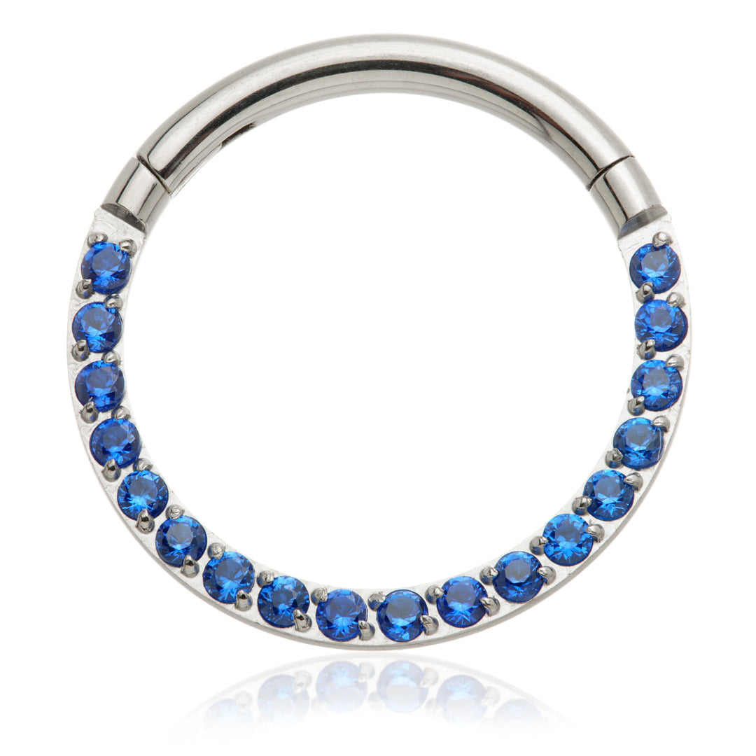 Ti Couture Front Facing Pave Gems Hinged Daith Ring