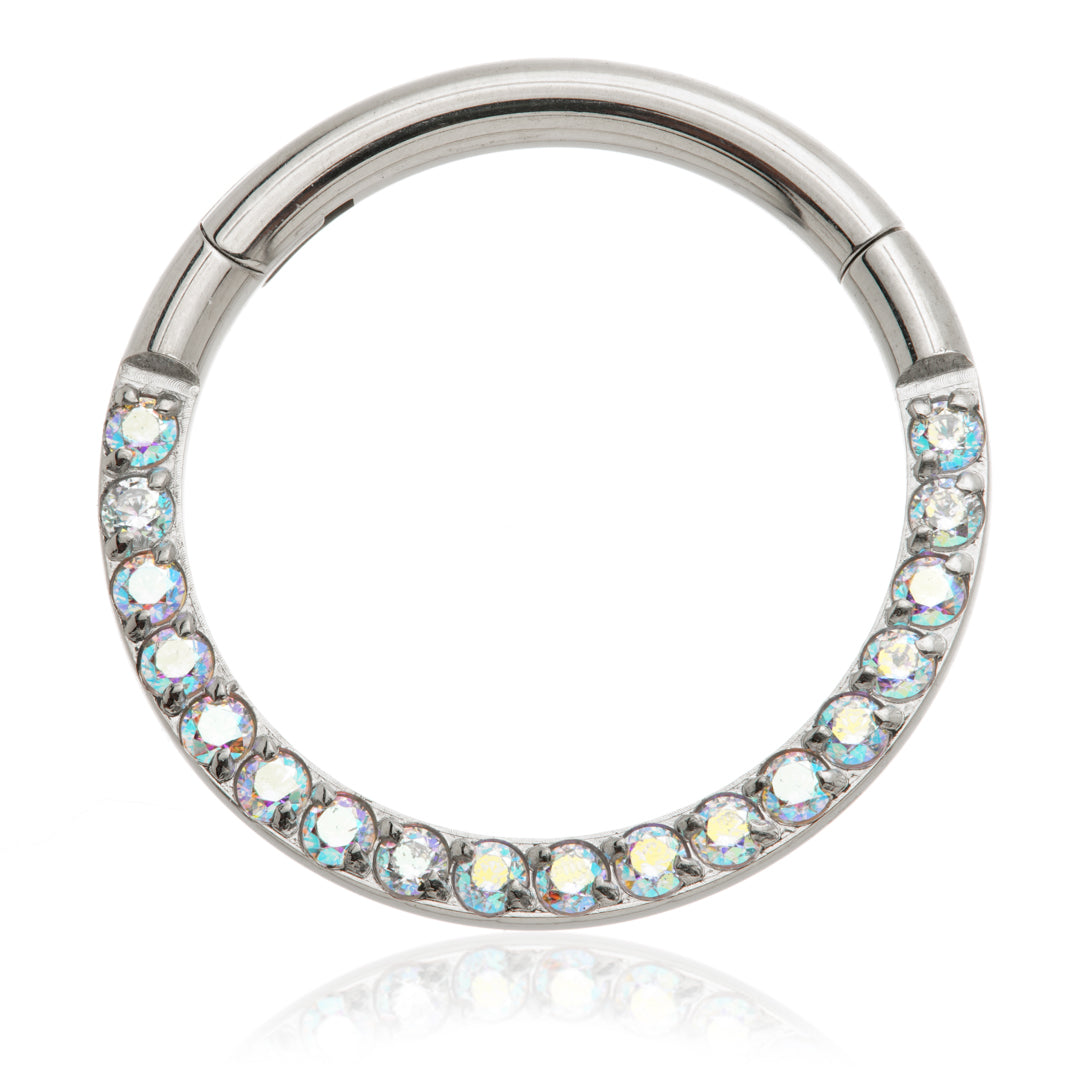 Ti Couture Front Facing Pave Gems Hinged Daith Ring
