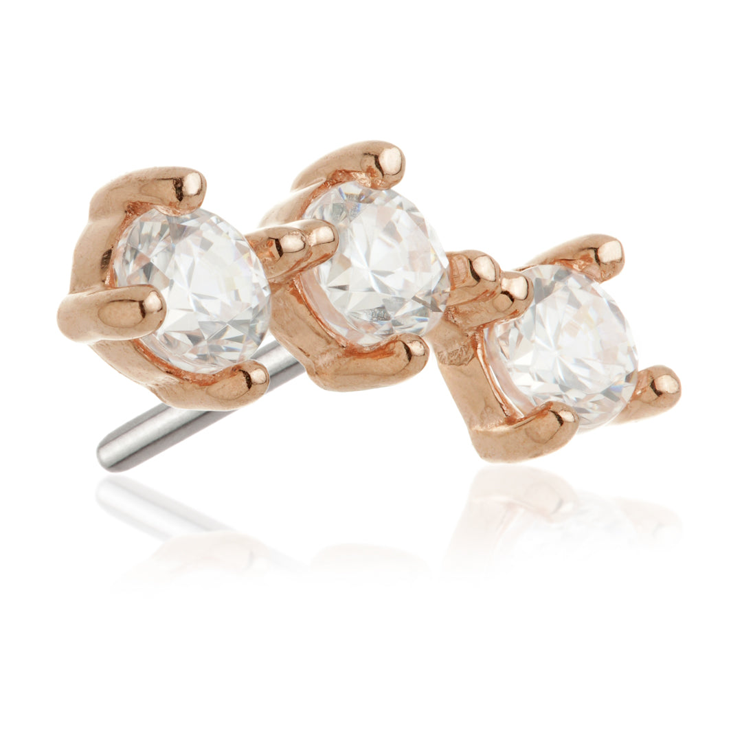TL - 14ct Gold Triple Gem Pin Attachment