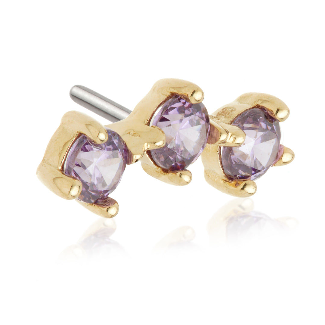 TL - 14ct Gold Triple Gem Pin Attachment