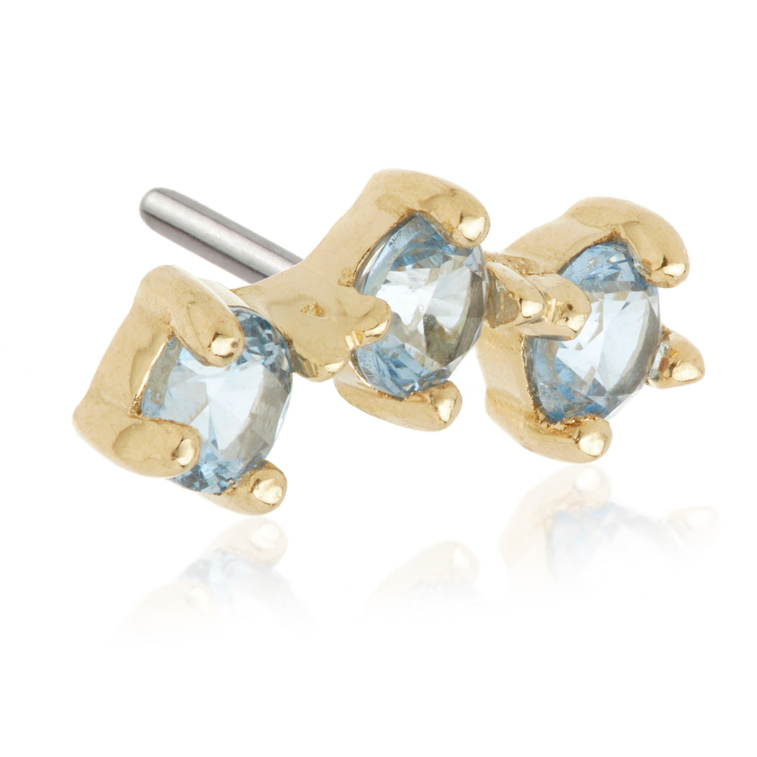 TL - 14ct Gold Triple Gem Pin Attachment