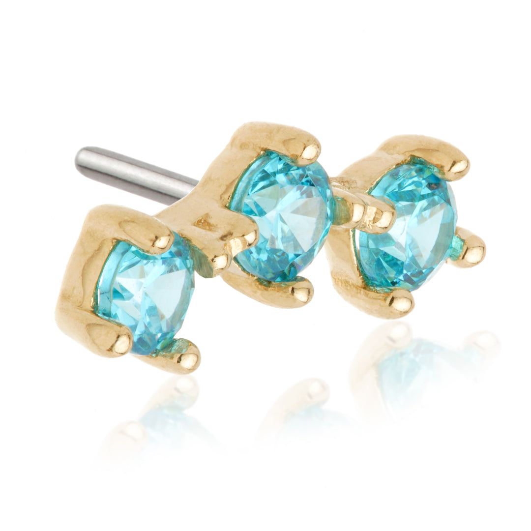TL - 14ct Gold Triple Gem Pin Attachment
