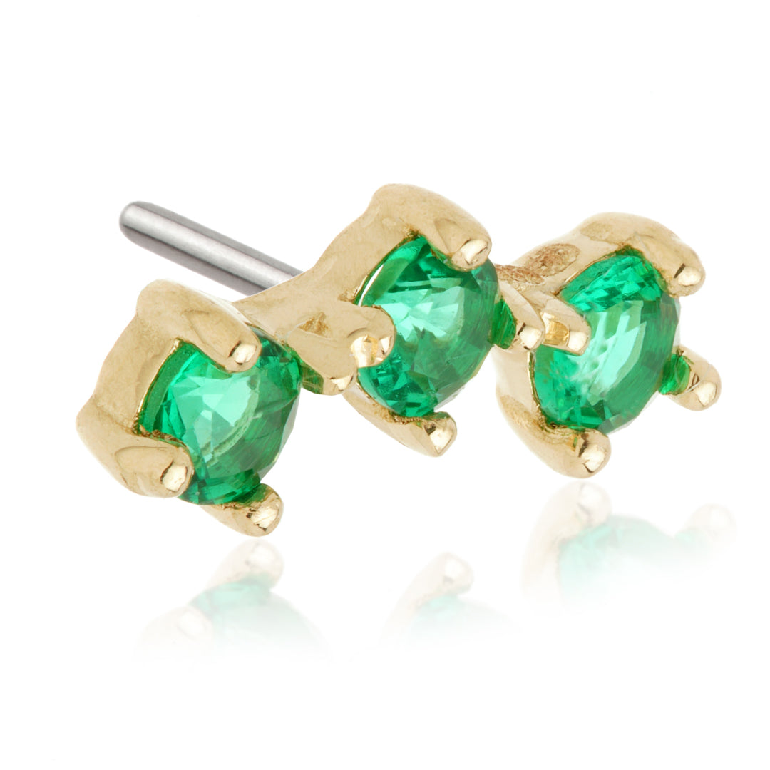 TL - 14ct Gold Triple Gem Pin Attachment