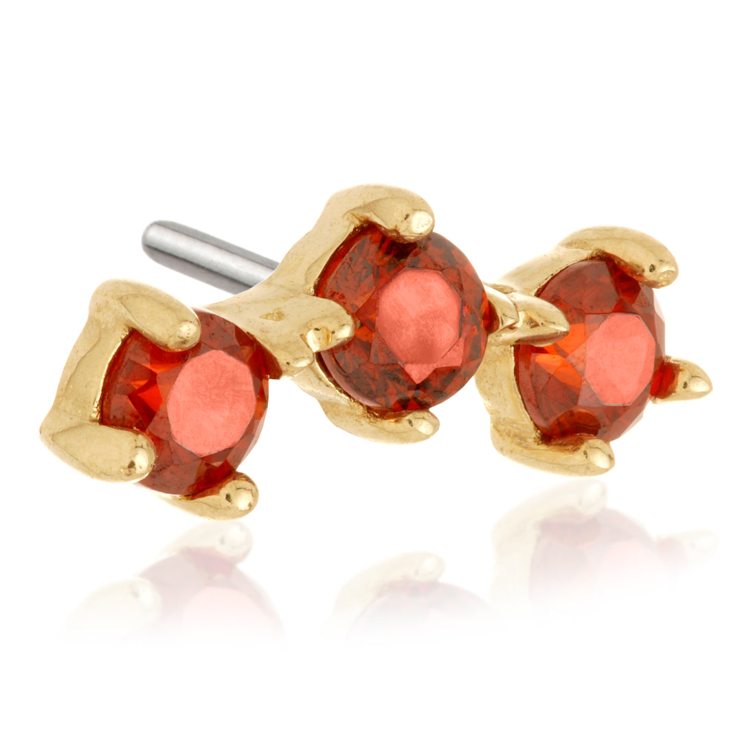TL - 14ct Gold Triple Gem Pin Attachment