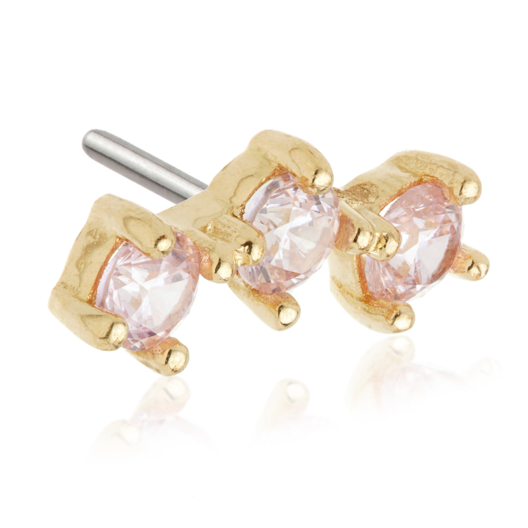 TL - 14ct Gold Triple Gem Pin Attachment