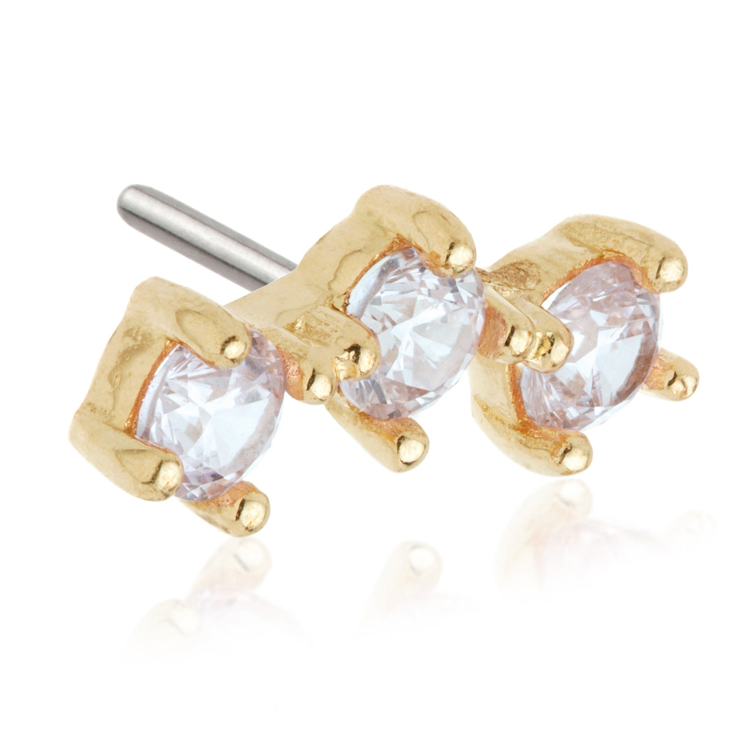 TL - 14ct Gold Triple Gem Pin Attachment