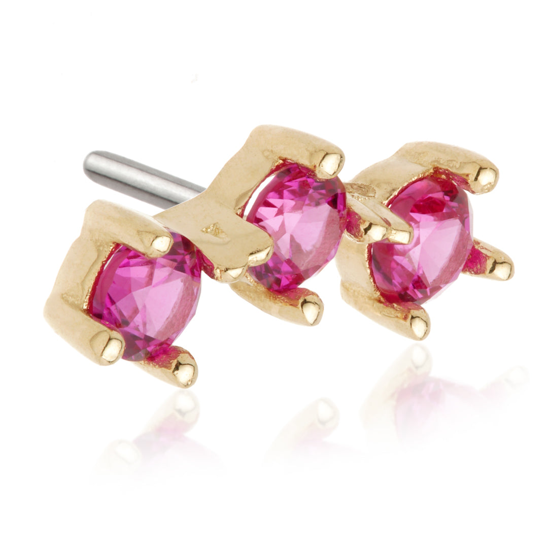 TL - 14ct Gold Triple Gem Pin Attachment