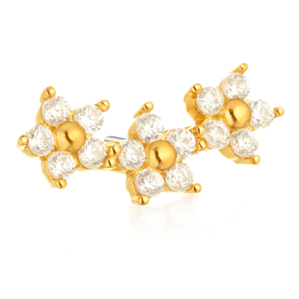 TL - 14ct Threadless Gold Flower Crescent Pin Attachment