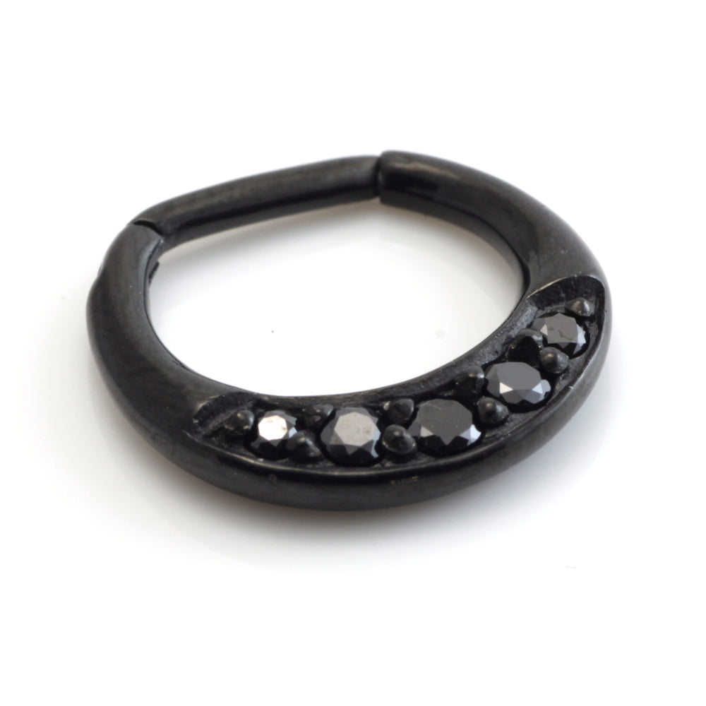 Black Steel Jewelled Septum Ring
