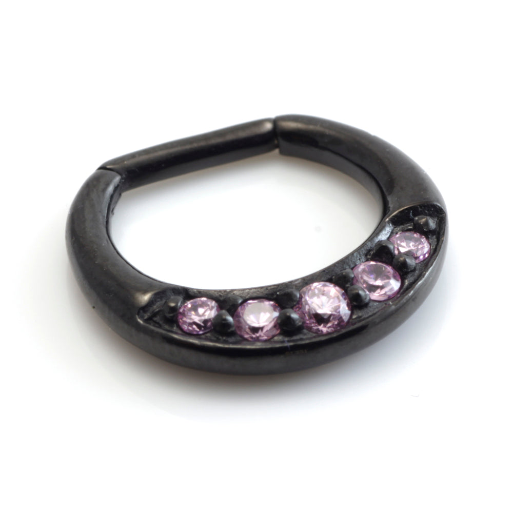 Black Steel Jewelled Septum Ring