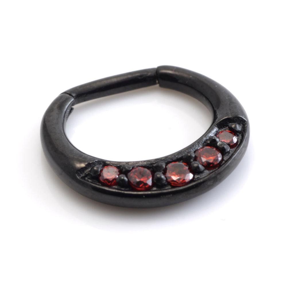 Black Steel Jewelled Septum Ring