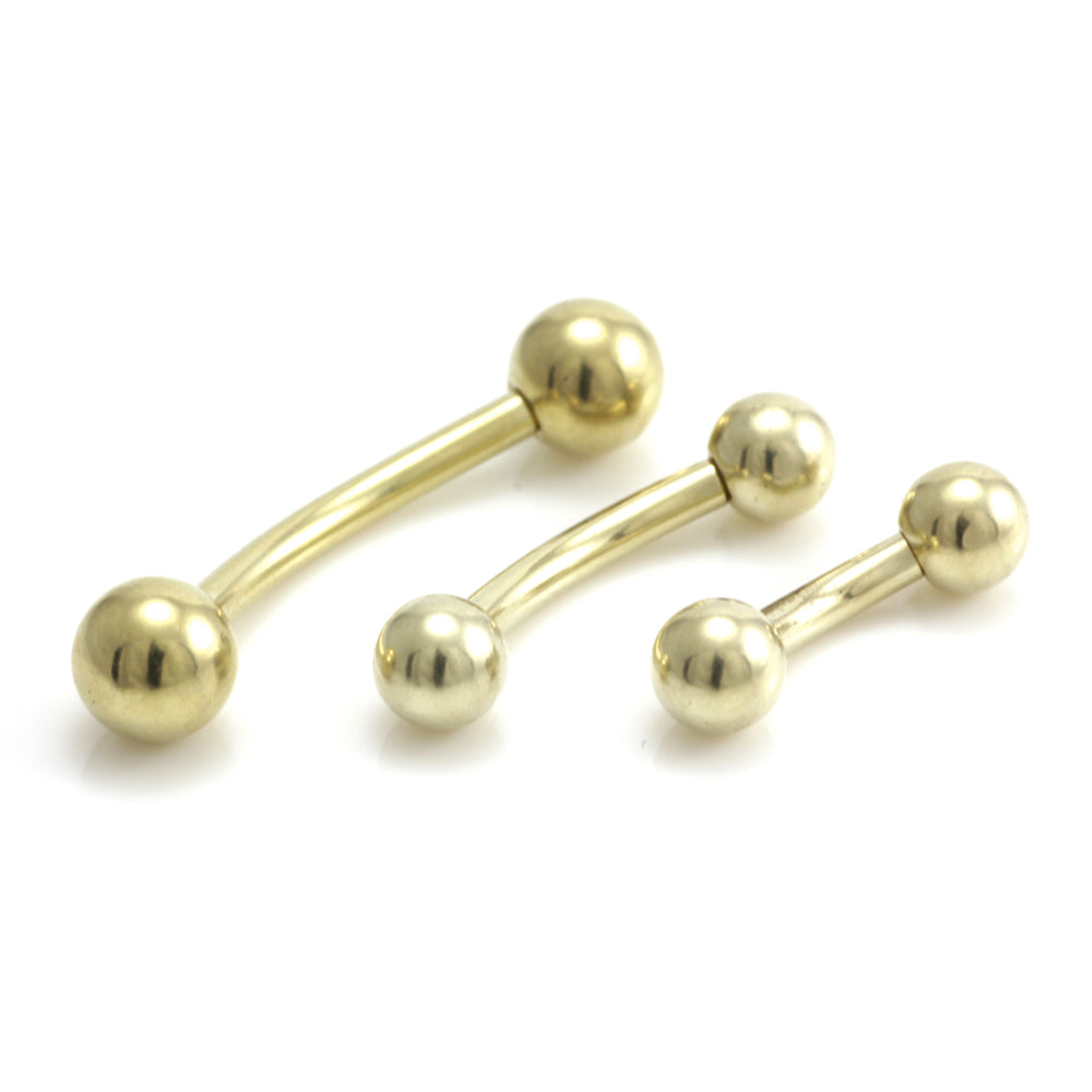 Zircon PVD Gold Ti External Thread Curved Barbell