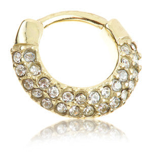 Zircon Gold Steel Pave Multi-Jewelled Septum Ring