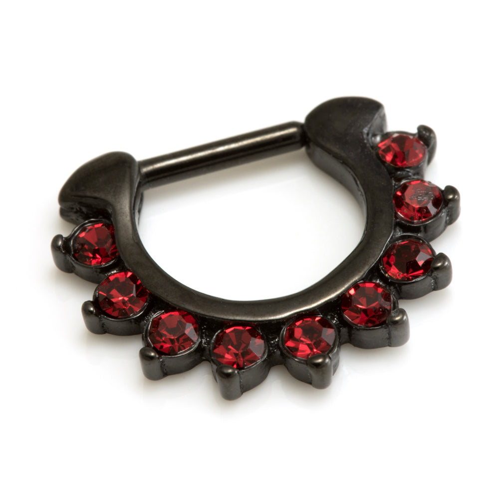 Black Steel 9 Jewelled Septum Ring