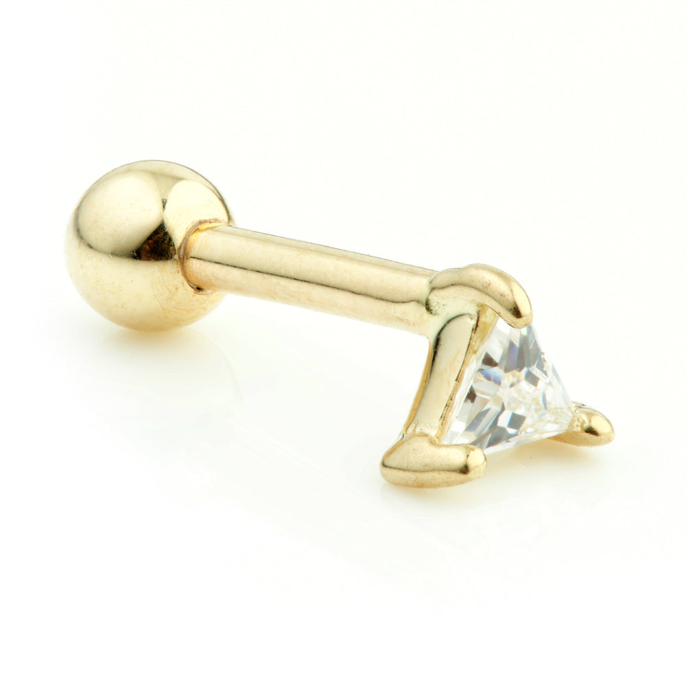 Triangle Gem 9 Carat Gold Cartilage Barbell Earring
