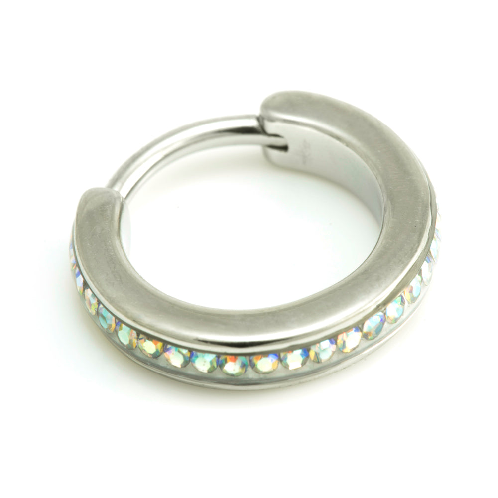 Steel Multi Gem Hinged Micro Ring
