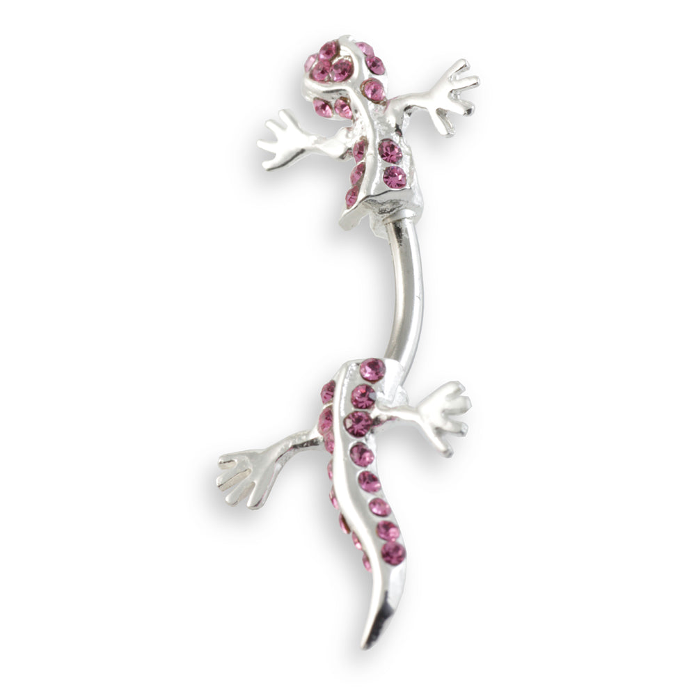Gecko Silver & Steel Hanging Navel