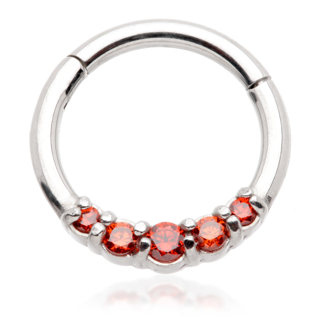 Steel Daith Pavé Gems Hinge Micro Ring
