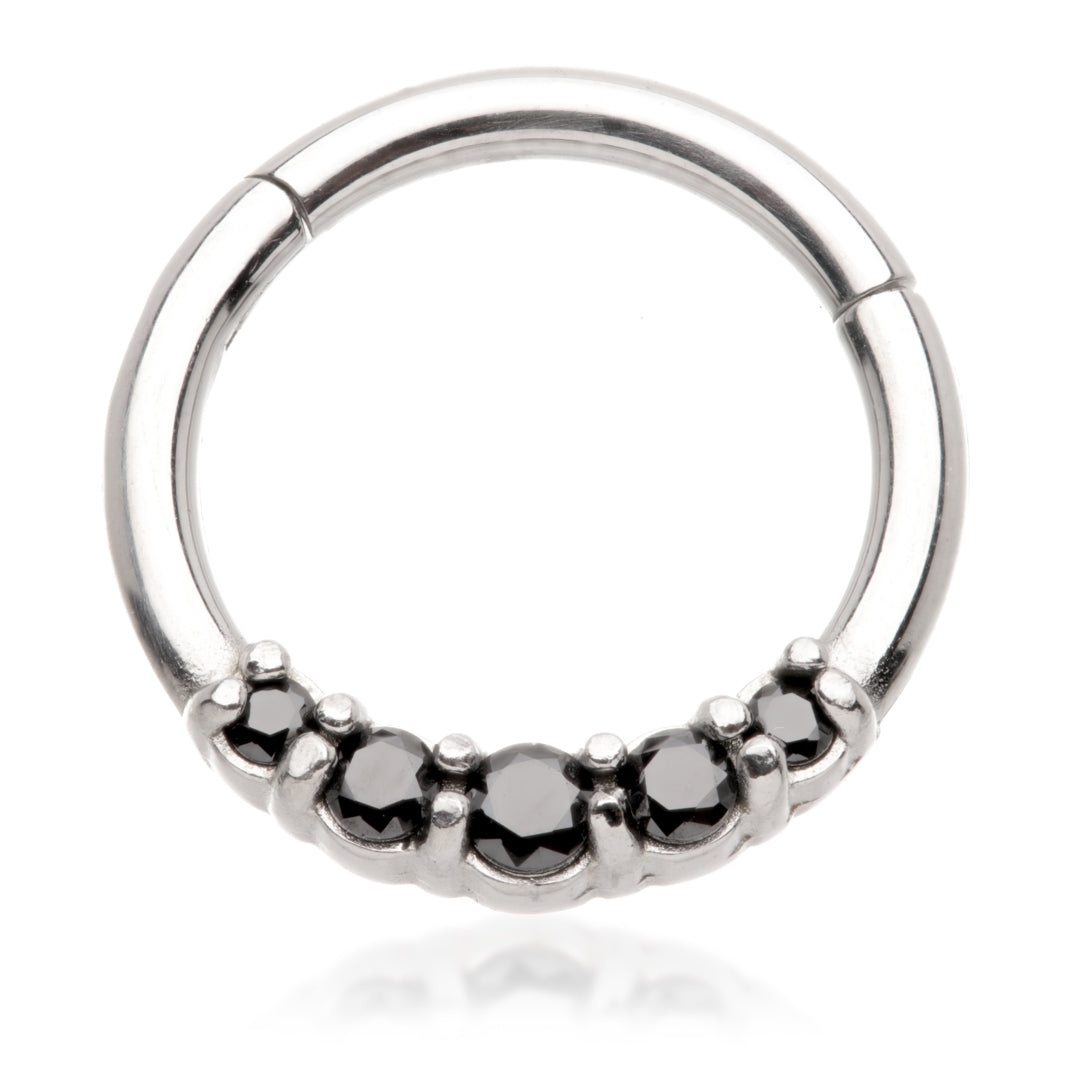 Steel Daith Pavé Gems Hinge Micro Ring