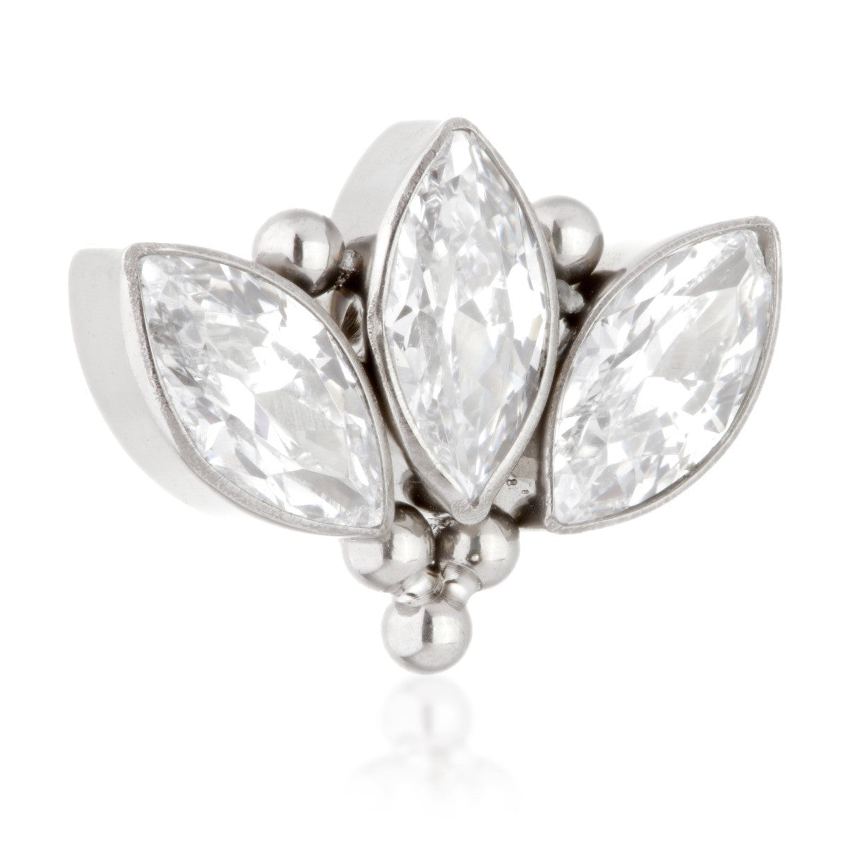 Ti Internal Jewelled Triple Marquise with Tri Beads Attachment (1.2mm thread)
