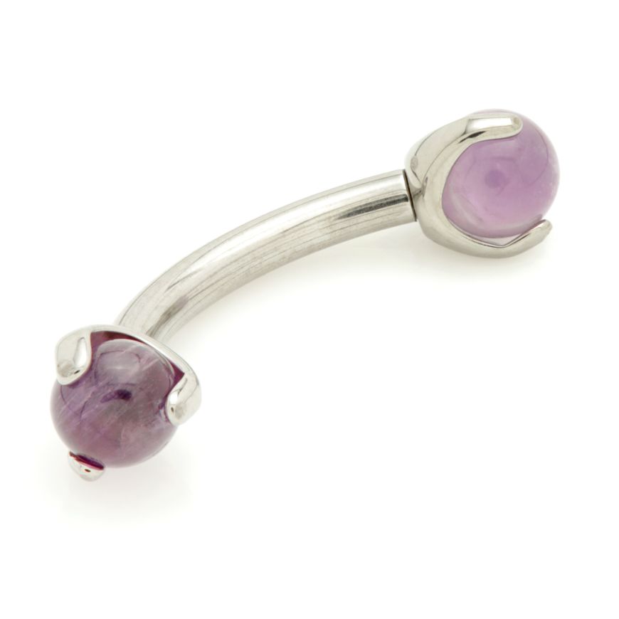 Ti Internal Banana Bar with Double Gemtone Prong