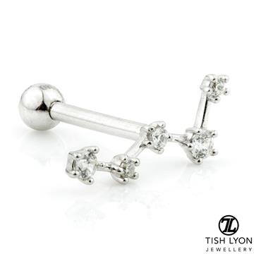 Gem Constellation 9 Carat Solid Gold Barbell Earring
