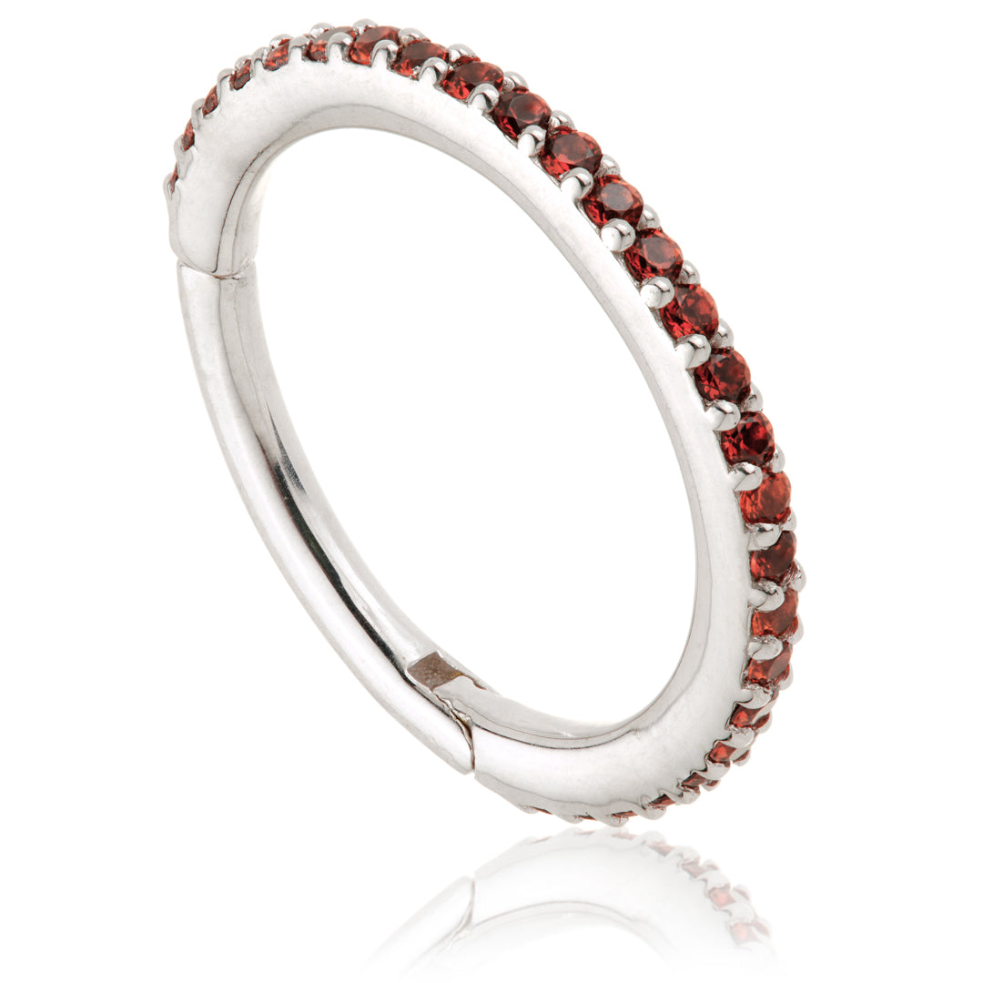 TL - Gold Garnet Pave Eternity Hinge Ring