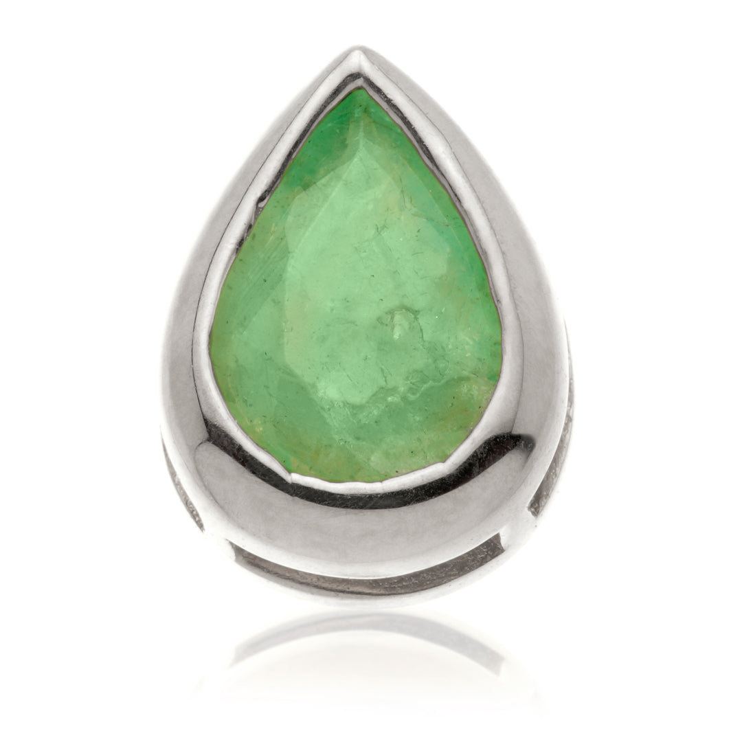 TL - 14ct Gold Threadless Emerald Pear Pin Attachment