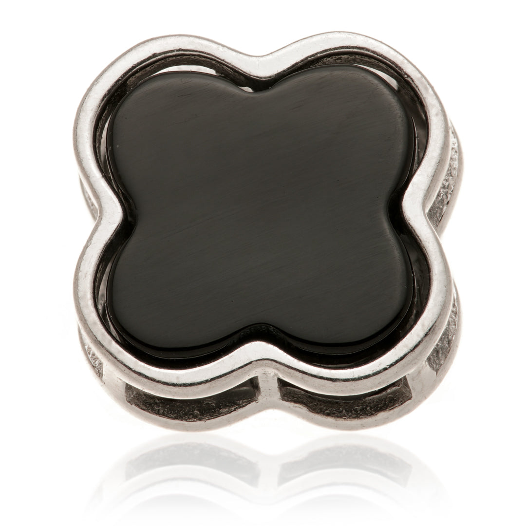 TL - 14ct Gold Internal Black Onyx Clover Attachment