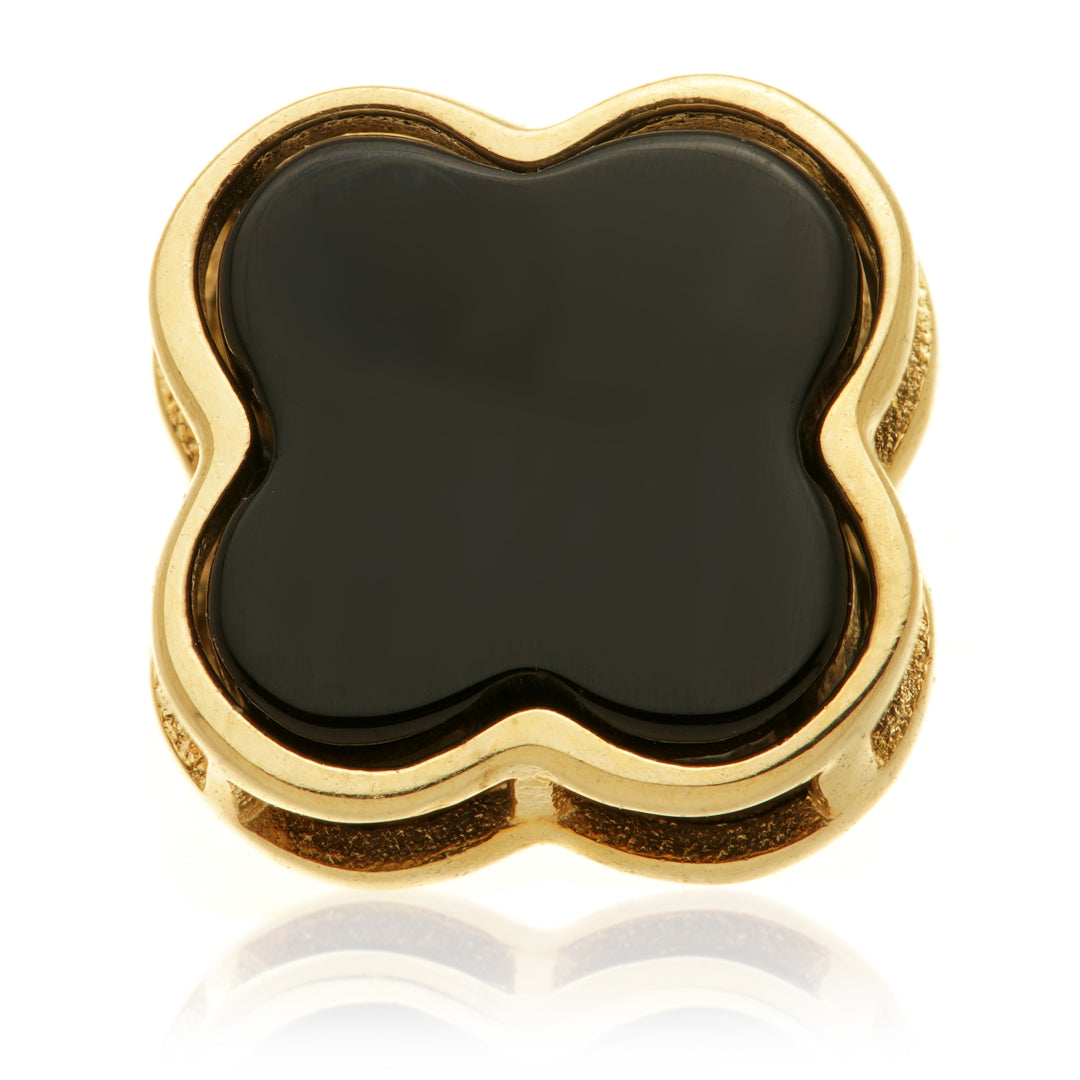 TL - 14ct Gold Internal Black Onyx Clover Attachment