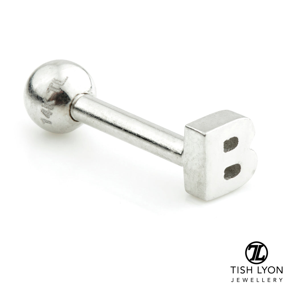 Micro Letter 14 Carat Solid Gold Barbell Earring