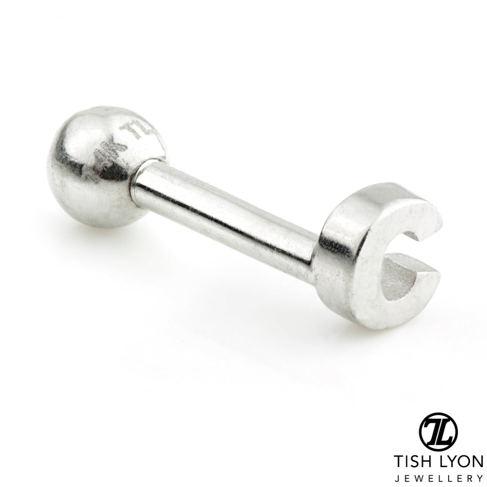 Micro Letter 14 Carat Solid Gold Barbell Earring