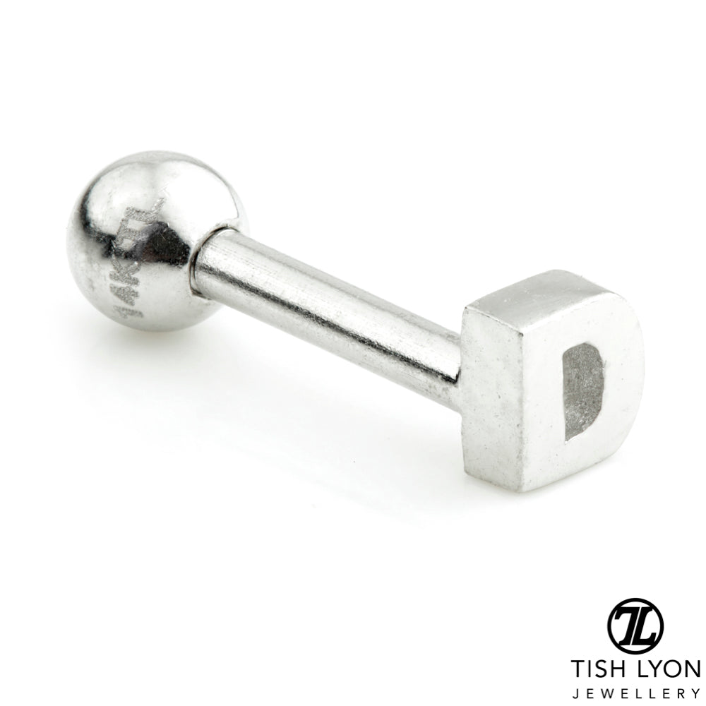 Micro Letter 14 Carat Solid Gold Barbell Earring