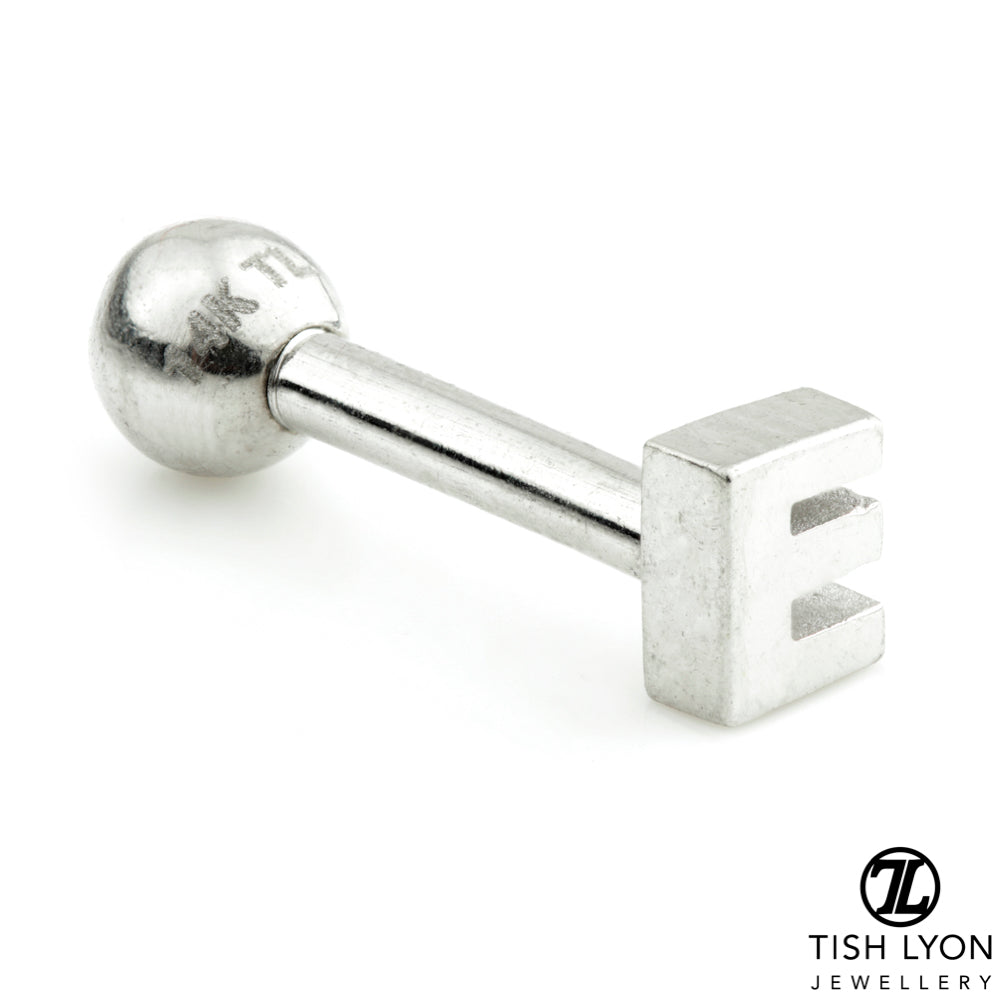 Micro Letter 14 Carat Solid Gold Barbell Earring