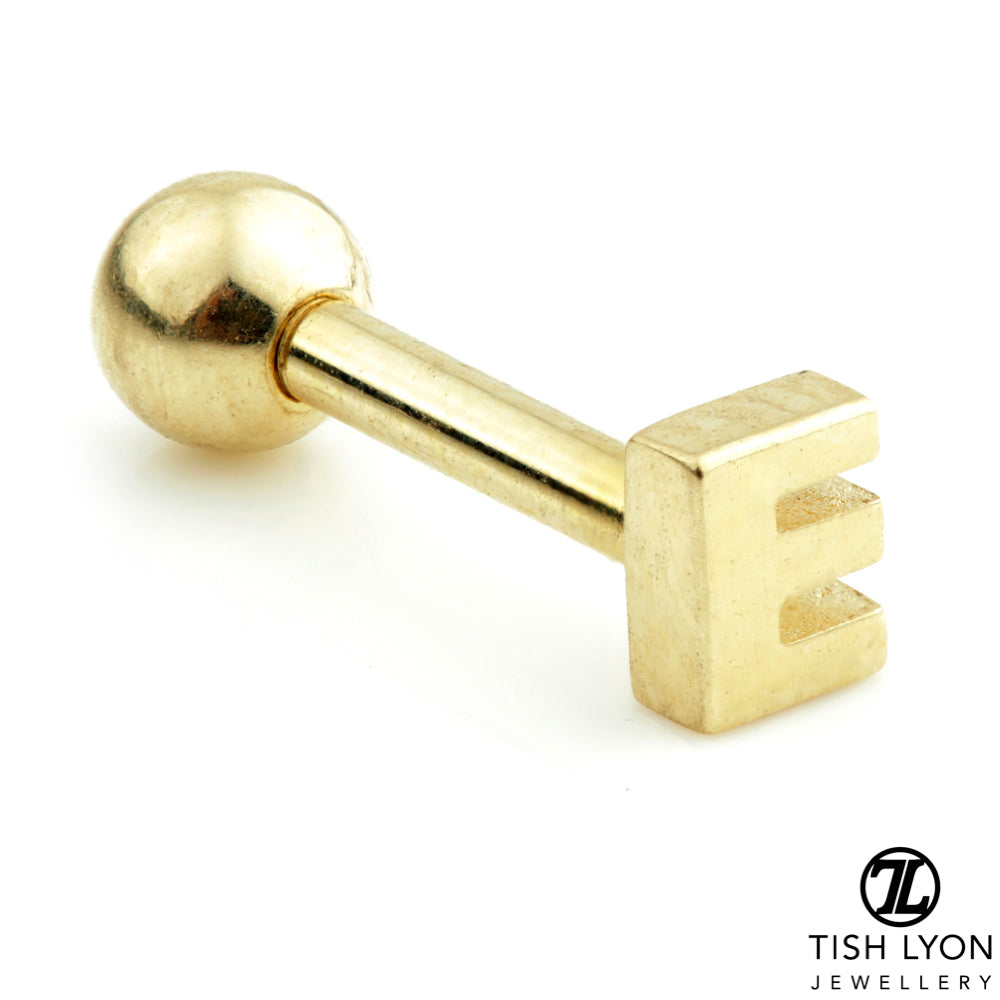 Micro Letter 14 Carat Solid Gold Barbell Earring