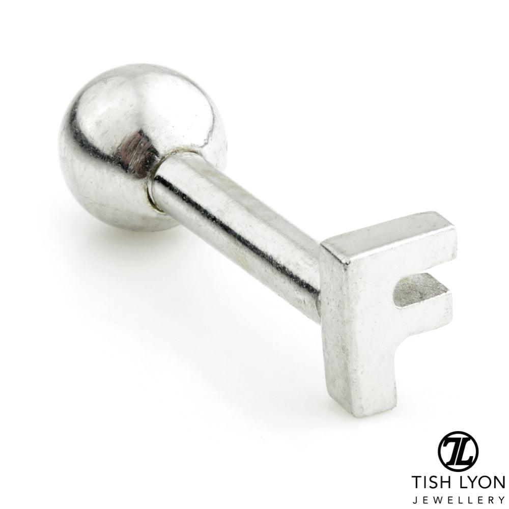 Micro Letter 14 Carat Solid Gold Barbell Earring
