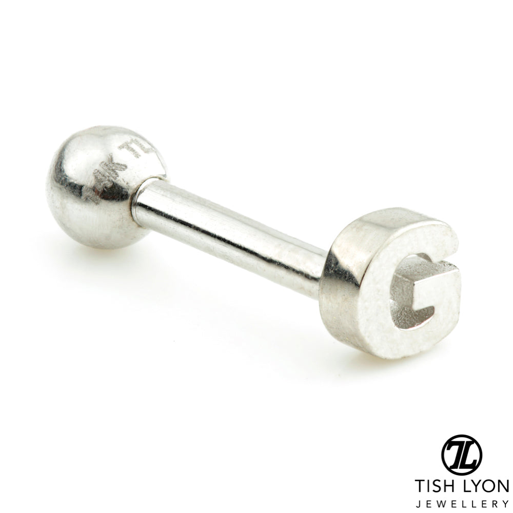Micro Letter 14 Carat Solid Gold Barbell Earring