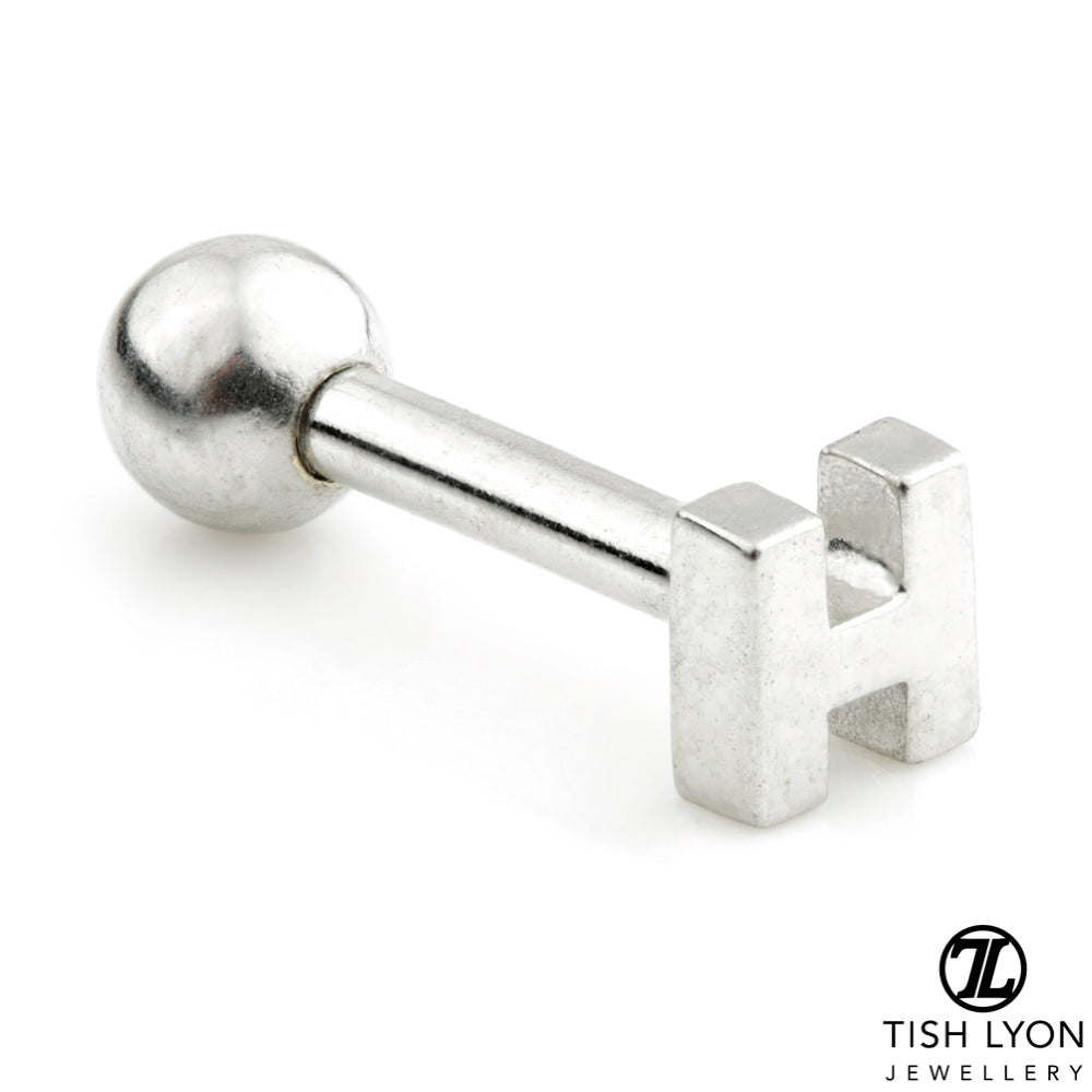 Micro Letter 14 Carat Solid Gold Barbell Earring