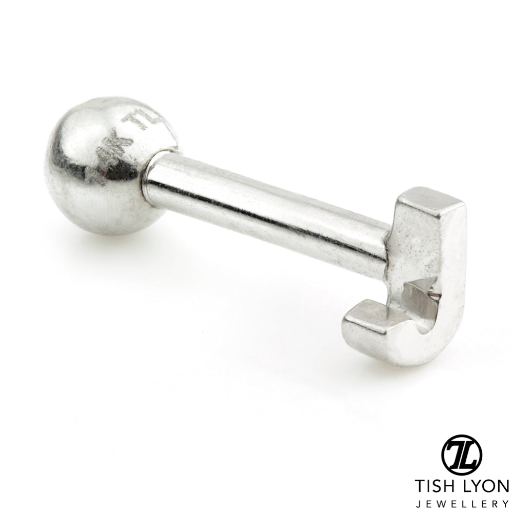 Micro Letter 14 Carat Solid Gold Barbell Earring