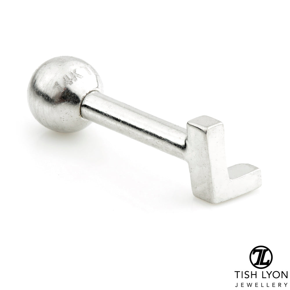 Micro Letter 14 Carat Solid Gold Barbell Earring