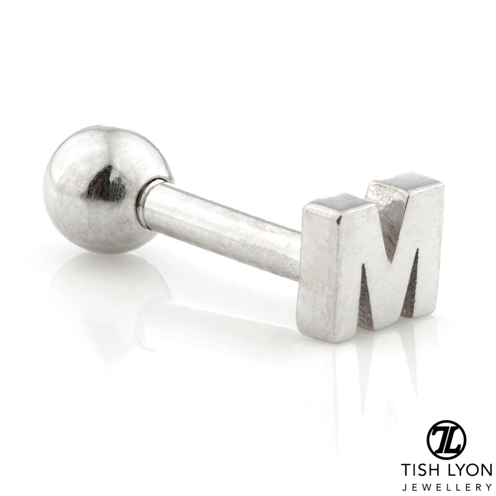 Micro Letter 14 Carat Solid Gold Barbell Earring