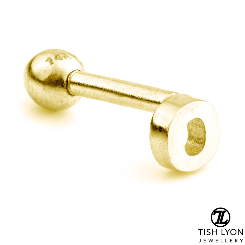 Micro Letter 14 Carat Solid Gold Barbell Earring