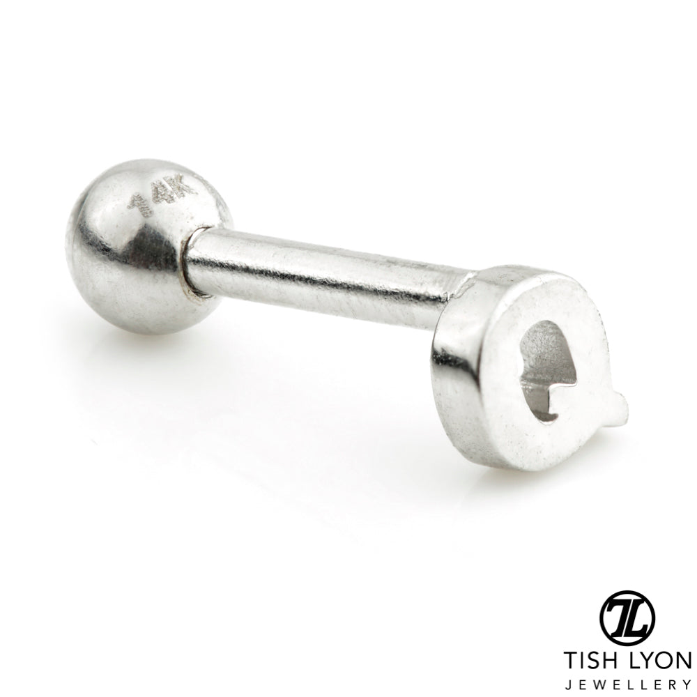 Micro Letter 14 Carat Solid Gold Barbell Earring