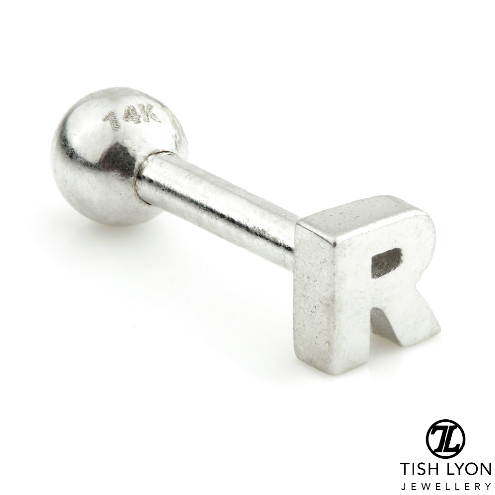 Micro Letter 14 Carat Solid Gold Barbell Earring