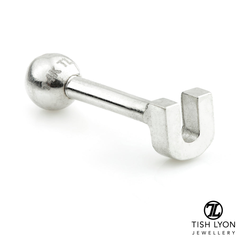 Micro Letter 14 Carat Solid Gold Barbell Earring