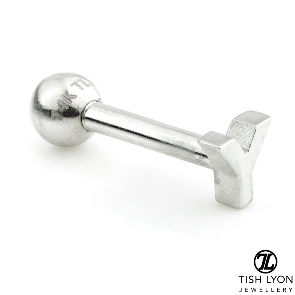 Micro Letter 14 Carat Solid Gold Barbell Earring