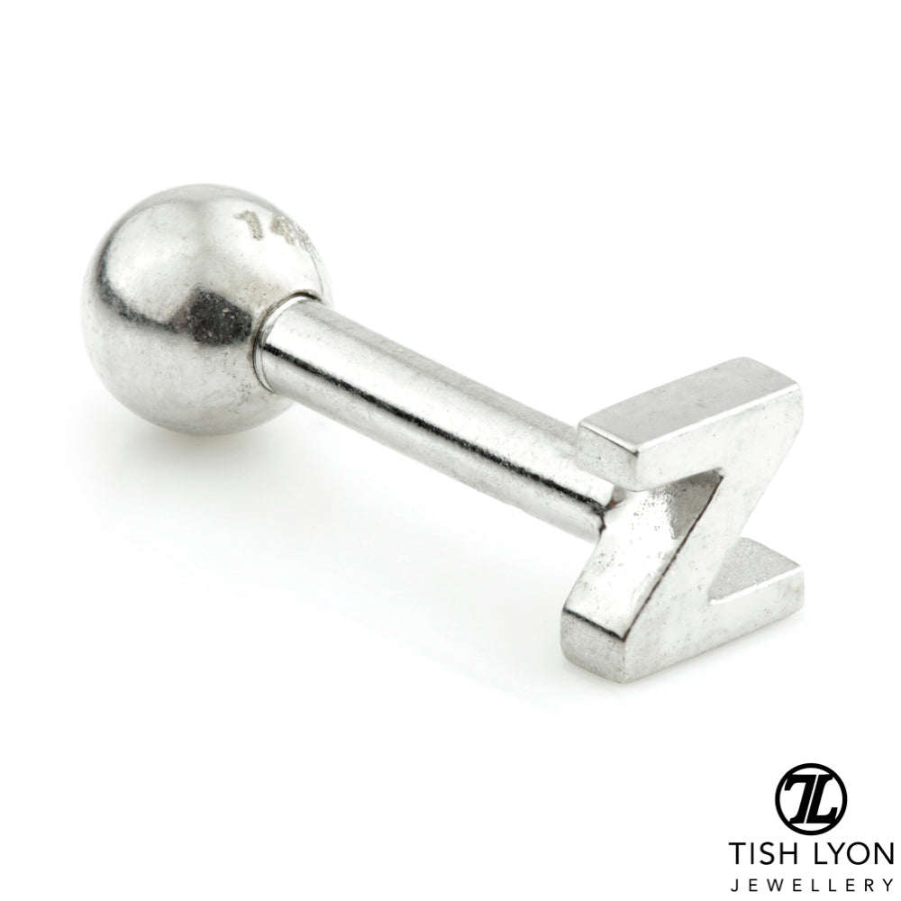 Micro Letter 14 Carat Solid Gold Barbell Earring